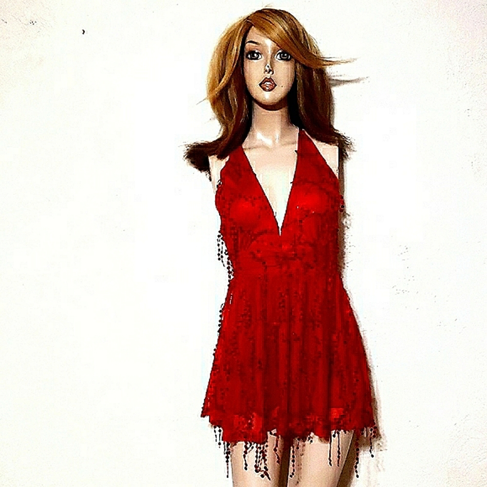 ●FINAL PRICE● NWT,FACT SEAL.Madison Ave Red Sequin Mini Dress